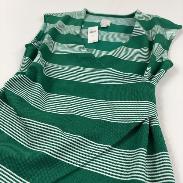 Maeve Tank Top Womens XS Green Striped V-Neck Sleeveless Knit Anthropologie - Image 5