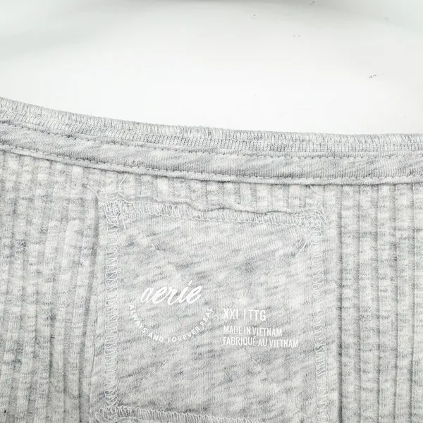 Aerie‎ Womens Gray Ribbed Henley Long Sleeve Casual Loungewear Layering Top XXL - Image 5