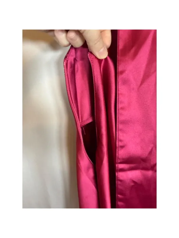 CantonWalker Mini Dress Womens M Magenta Satin Halter Cowl Neck Backless - Image 9