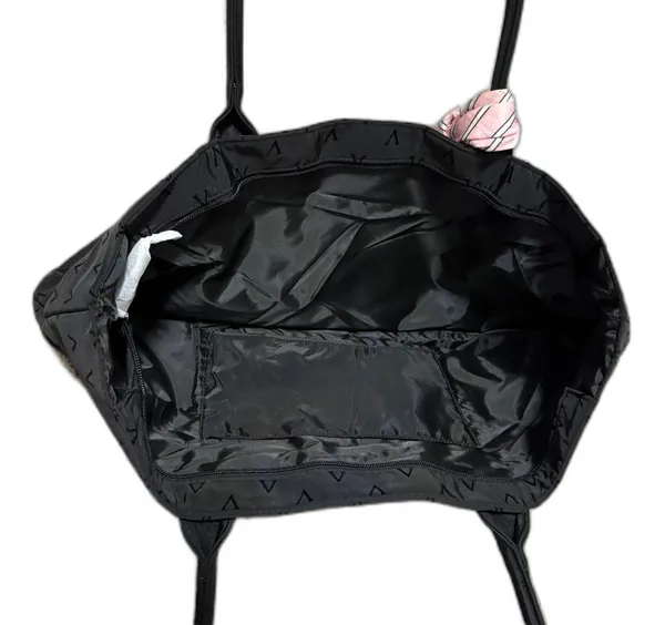 Victoria's Secret | Black Weekender Tote & Pink Scarf Set V Logo Embossed NWT - Image 5