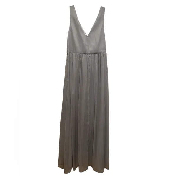 BHLDN ANTHRO Neutral Gray Formal MINIMALIST CHIC ETHEREAL Floor Maxi Dress L - Image 4