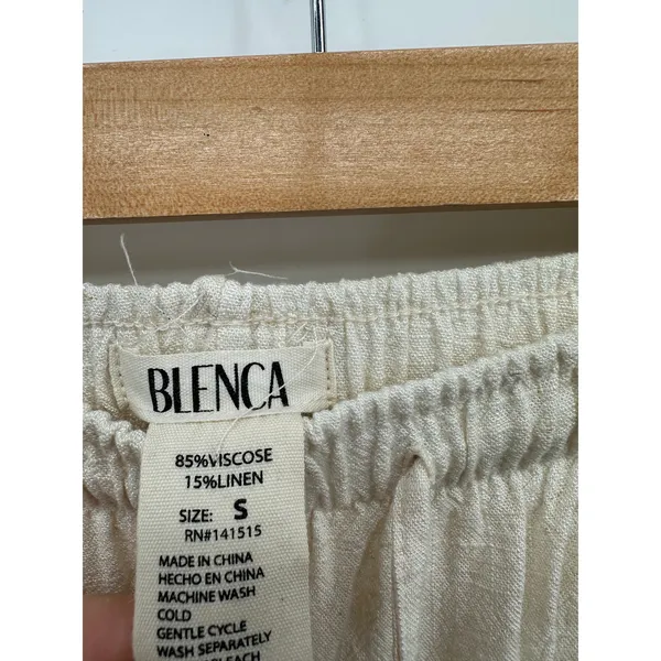 Blenca‎ Womens Cream Linen Blend Loose Fit Pants Women Sz S Boho Coastal Minimal - Image 6