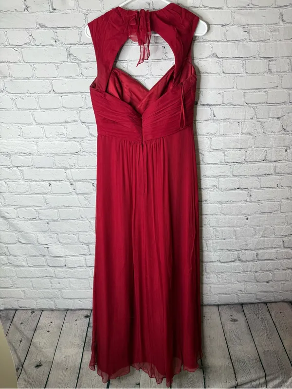 Amsale Elegant Red Halter Maxi Dress - Classic Evening Style size 10 - Image 7
