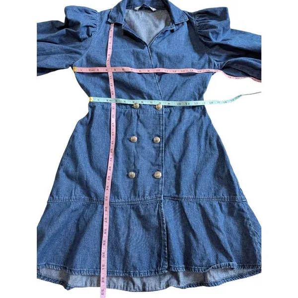 Zara double breasted denim dress Small - Image 5