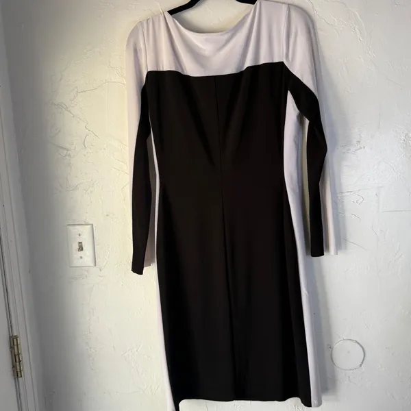 Lauren Ralph Lauren Women's Black & White Long Sleeve Sheath Dress Old‎ Money - Image 7