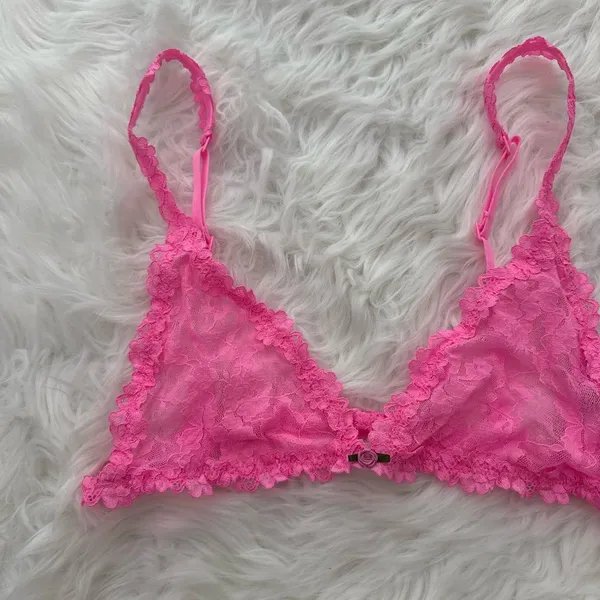 Skims Stretch Lace Triangle Bralette Sugar Pink Size Medium - Image 3