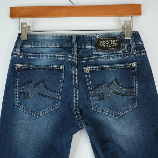 Miss Me Jegging Jeans Womens 26x30 JE1051GR Skinny Bling‎ Rhinestone Embroidered - Image 4