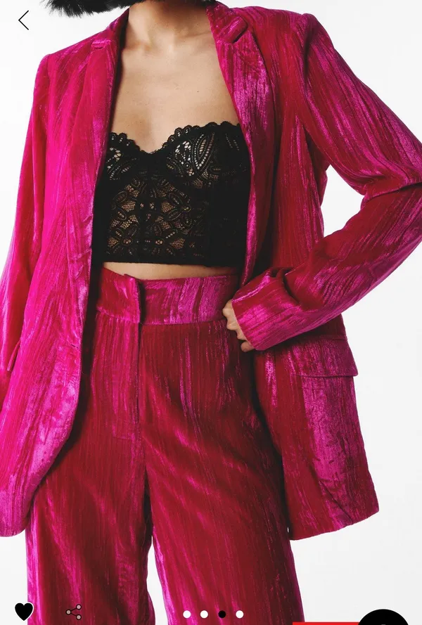Nasty Gal Pink Velvet Suit Set - Image 4