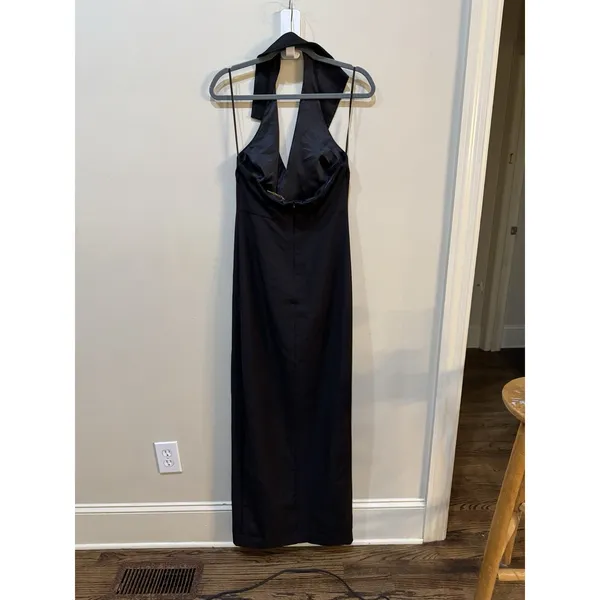 Belle by Badgley Mischka crepe halter column gown Tuxedo Collar Size 6 - Image 9