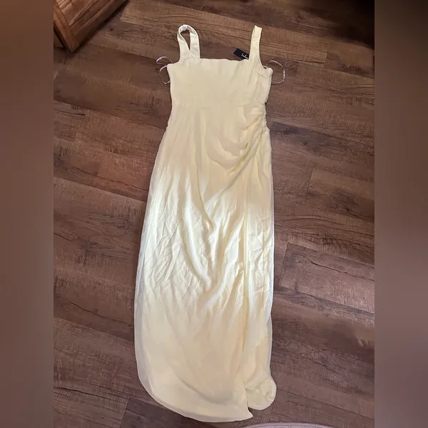 Lulus Glamorous Disposition Light Yellow Ruched Maxi Dress - Image 5