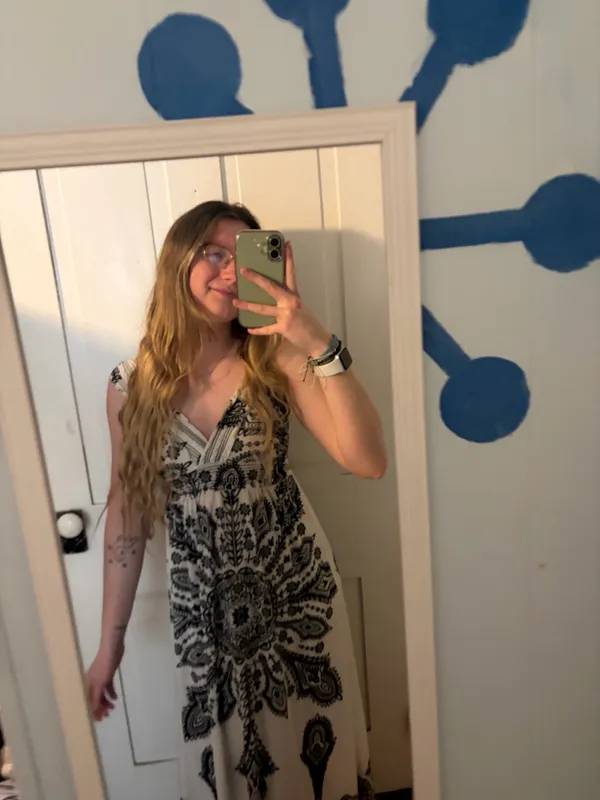 Black and white floral halter dress - Image 3