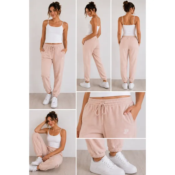 PINK Victoria's Secret Fleece Jogger Sweatpants Womens Large Pink Drawstring - Image 2