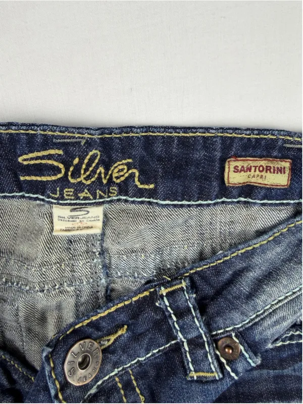 Silver Jeans Co W31 Santorini Capri Jeans Thick Stitch Y2K Denim Western Cowgirl - Image 3