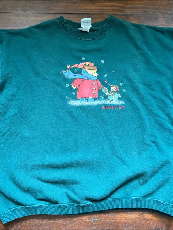 Vintage Disney Store Winnie the Pooh “Bundle O’ Joy” Crewneck Sweatshirt Green - Image 6