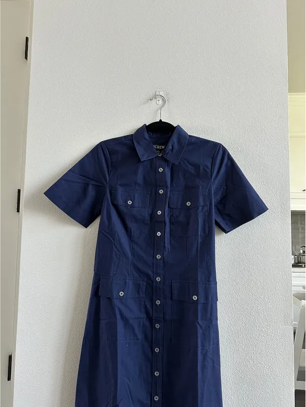 J Crew Shirt Dress Blue Navy Maxi Size 2 NEW - Image 3