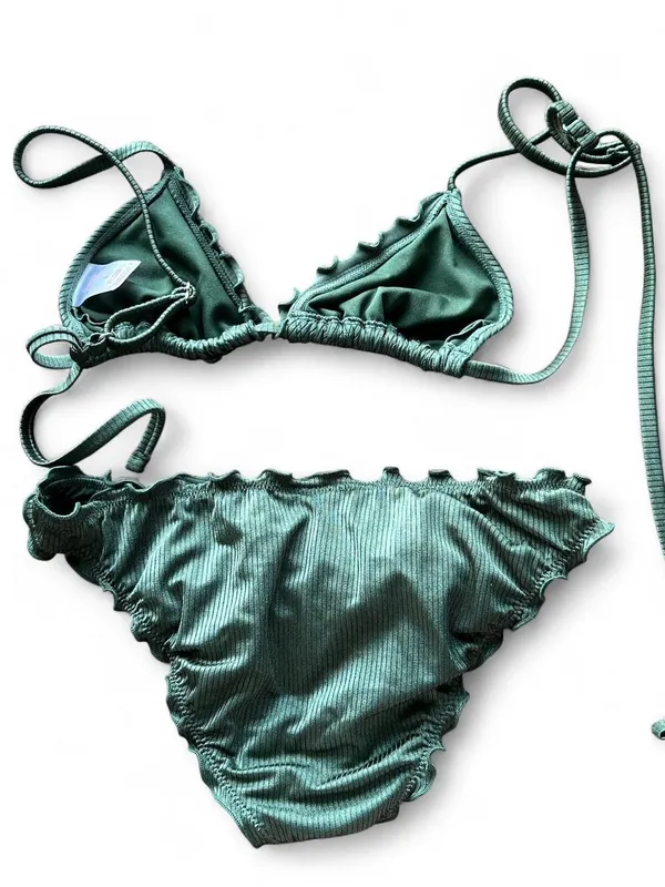 Target forest green bikini with lettuce hem - Image 2