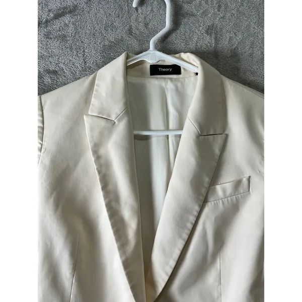 Theory‎ Ivory Single Button Blazer Jacket Tailored Quiet Luxury Career Chic 4 - Image 2