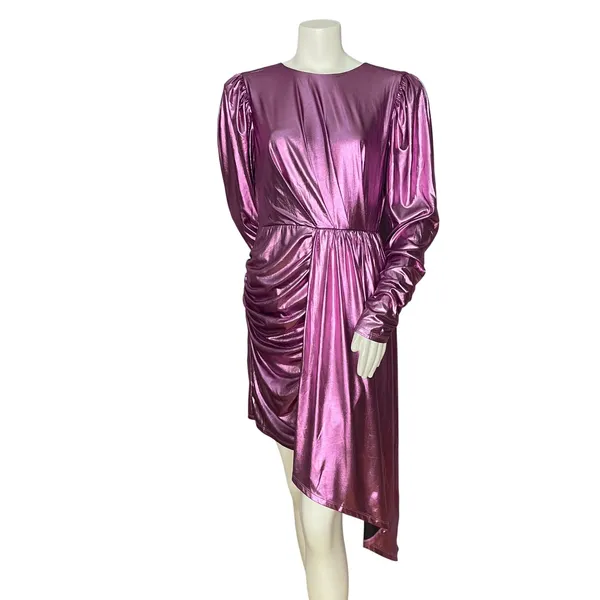 NWT Elliatt Avalee Cocktail Dress Metallic Sheen Long Sleeve Drape Skirt Party‎ - Image 4