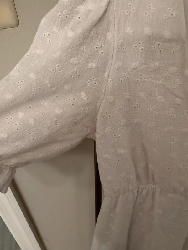 Blue Blush White Puff Sleeve Mini Dress - Image 3