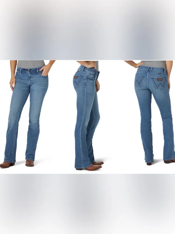 Womens Wrangler Retro Mae 09MWZUH Cowgirl Western Light Wash Bootcut Jeans 7x30 - Image 2