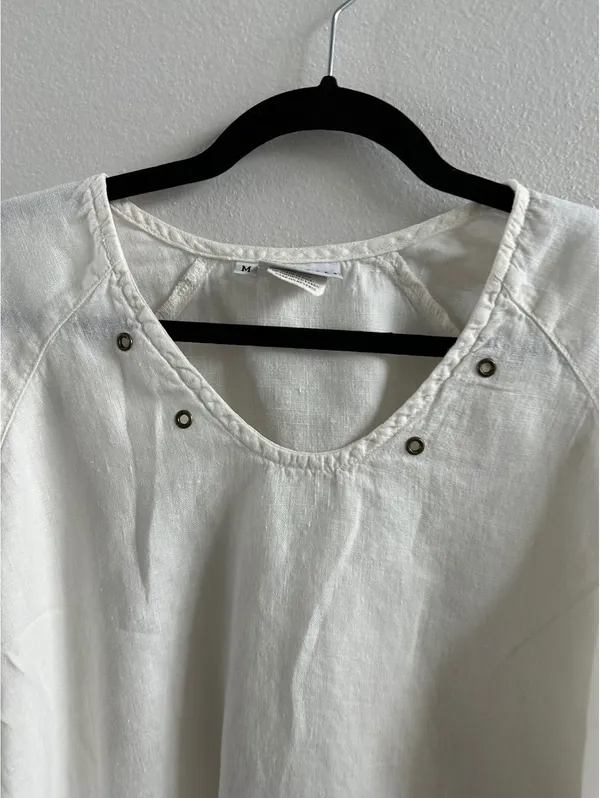 Hot Cotton Women's White Blouse Linen - Image 3