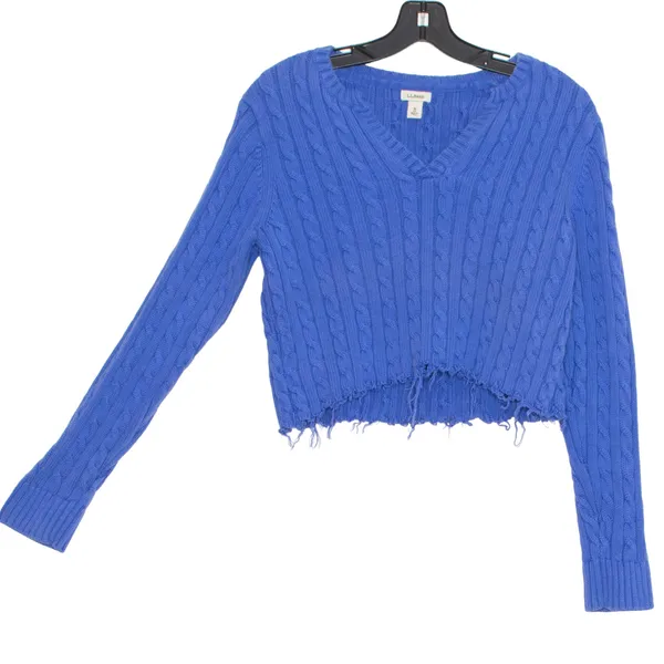 LL Bean Cable Knit Sweater Crop Distressed Grunge Fisherman Coastal Grandma M - Image 4