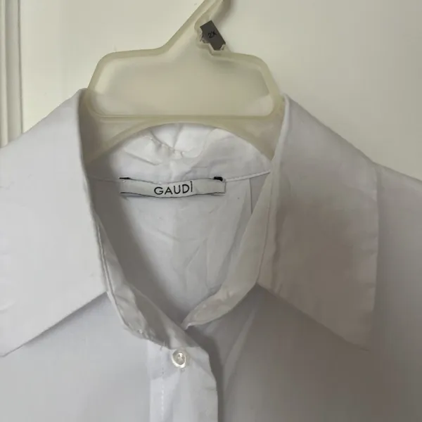 Gaudi Essential White Button Up XL Oversized Pleated Cotton Lagenlook Italy - Image 2