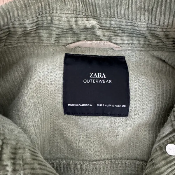 ZARA Frayed Green Corduroy Jacket - Image 2