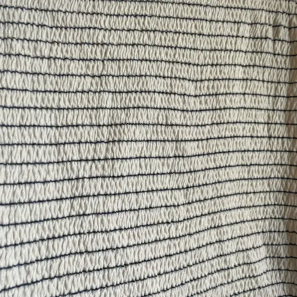 American Eagle Cream Top w/ Blue Stripes - M - Image 9
