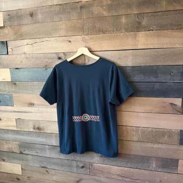 Vintage 90s Southwestern Geometric Graphic T Shirt Black Tribal Desert Print - Image 2