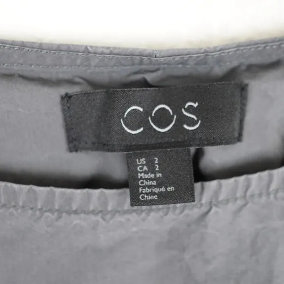 COS Womens Gray A Line Dress Size‎ 2 Short Sleeve Pleated Pockets - Image 3