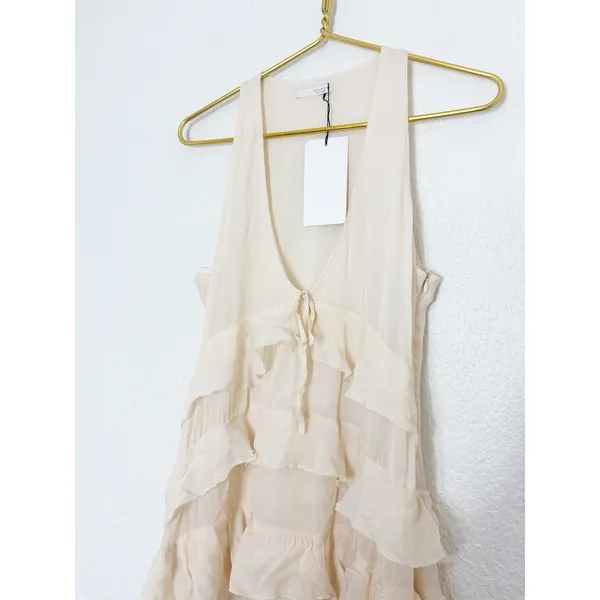 Zara Chiffon Ruffled Cream Midi Dress 4772/314 NWT Size Small Boho Romantic - Image 8