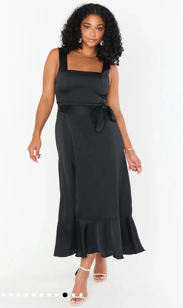 Show Me Your Mumu Claire Midi Dress Black Luxe Satin - Image 2