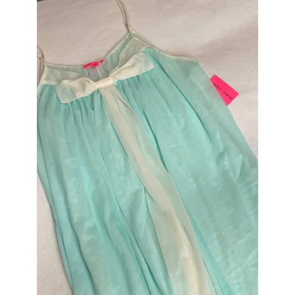 NWT Vintage Betsey Johnson Teal Tricot Nylon Babydoll Chemise Slip Dress Y2K S - Image 9
