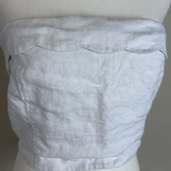Abercrombie & Fitch Linen Collection White Scalloped Neckline‎ Tube Top Sz Lrg - Image 4