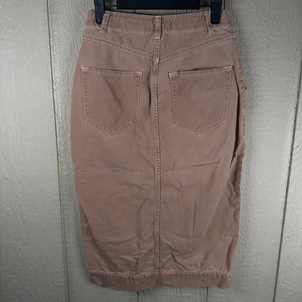 Free People Skirt Womens 6 Brown Midi Button Front Split Hem Boho Festival Chic - Image 3