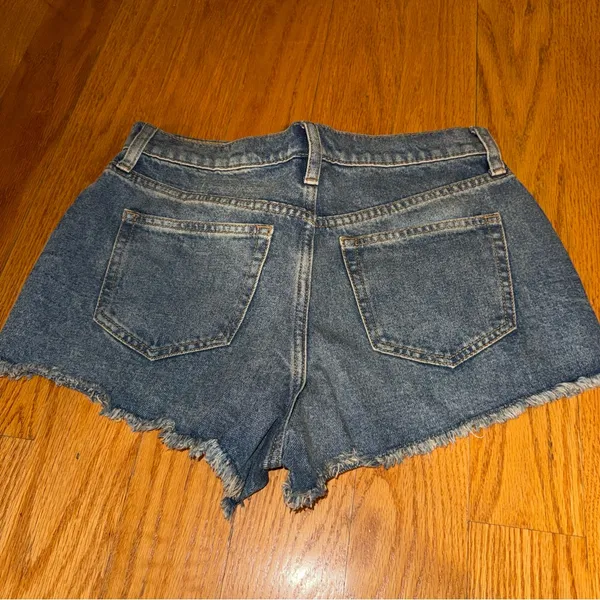 💜PINK Victoria's Secret Cutoff High-Rise Denim Shorts in Blue Wash - Image 3