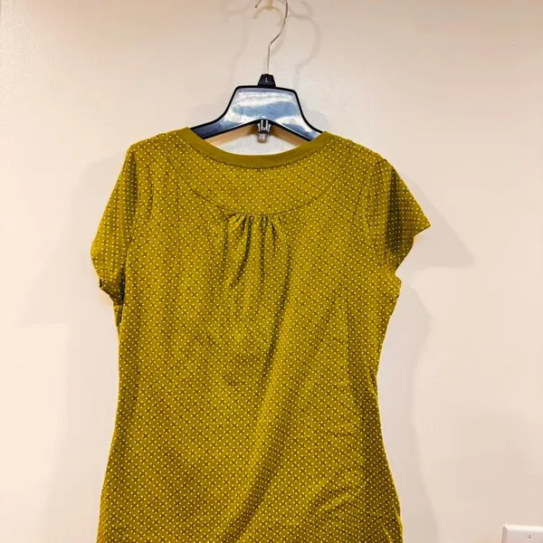 Y2K Green Brown polka dot button baby doll top Large romantic Henley Gilmore - Image 5