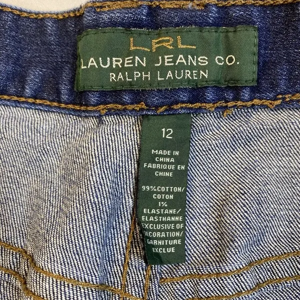 LRL Ralph Lauren Jeans‎ Denim Classic Straight Leg Stretch Size 12 Short 32"x25" - Image 2