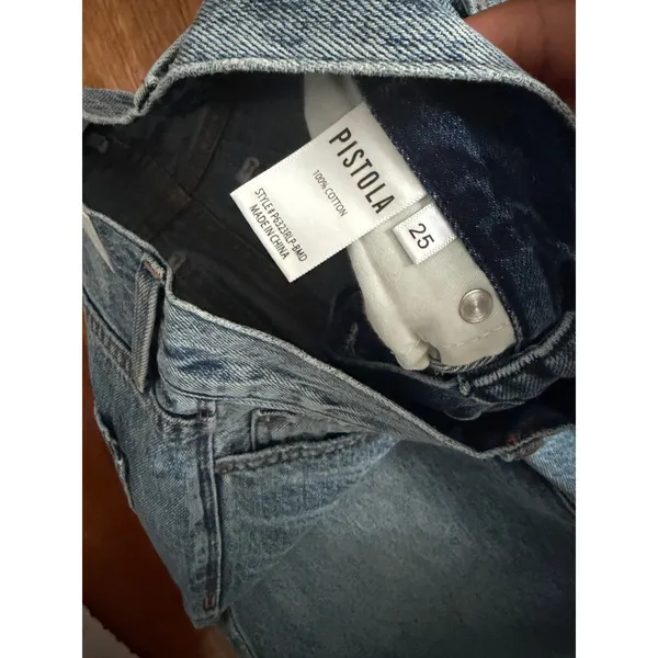 Pistola High Rise Straight Leg Distressed Jeans Light Wash Size 25 - Image 8
