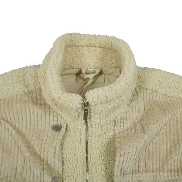 BLANKNYC‎ Women's Large Sherpa Corduroy Mixed Media Jacket Tan Cream Cozy City - Image 6