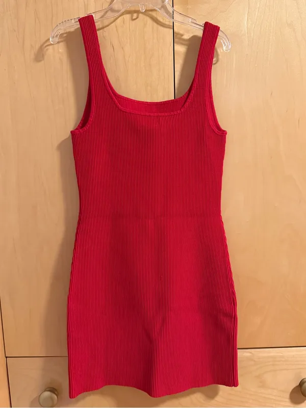 Babaton Sculpt Knit Squareneck Mini Dress red - Image 8