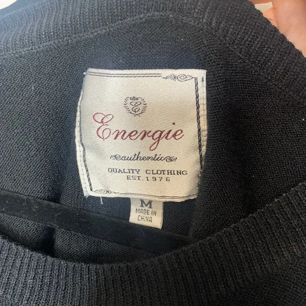 Energie Y2k Black Short Puff Sleeve Sweater Sz Medium Boho - Image 8