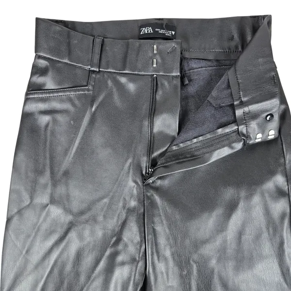 Zara Faux Leather High Rise Trousers Black Size US S - Image 4