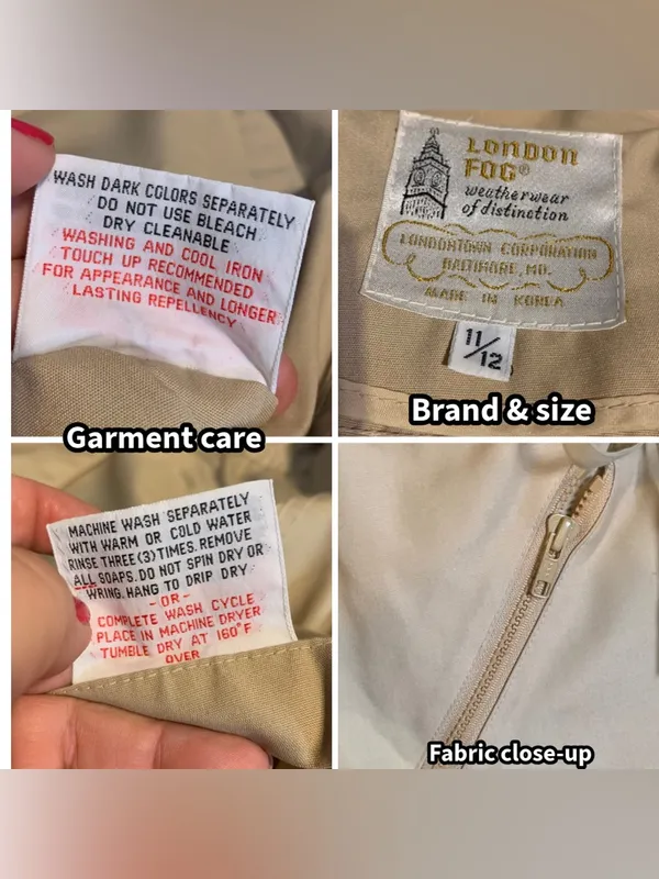 Vintage 1980'S Tan London Fog Lightweight Short Utility Trench Coat (11/12/M) - Image 13