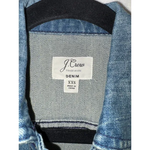 J.Crew Trademark Women Medium Wash Blue Denim Trucker Jacket XXS cotton‎ blend - Image 2