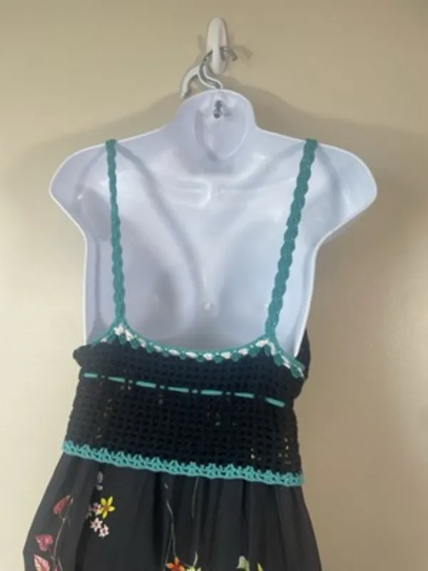 Willow & Clay Floral Crochet Top Maxi Dress, V-neck Spaghetti straps, Size M‎ - Image 6