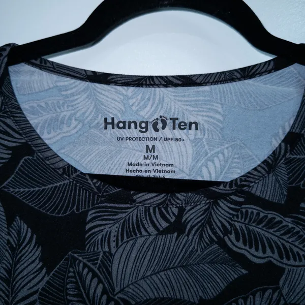 Hang Ten Black & Gray Palm Leaf Sunray Long Sleeve Sun Tee Size Medium - Image 3