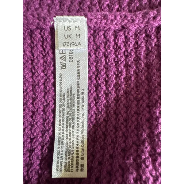 FP Beach Free People Purple Cotton‎ Waffle Knit Henley Sweater Medium 6012 - Image 4