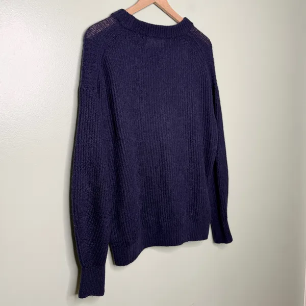 Everlane Alpaca Merino Wool Crewneck Pullover Sweater Navy Women’s Size Medium - Image 4